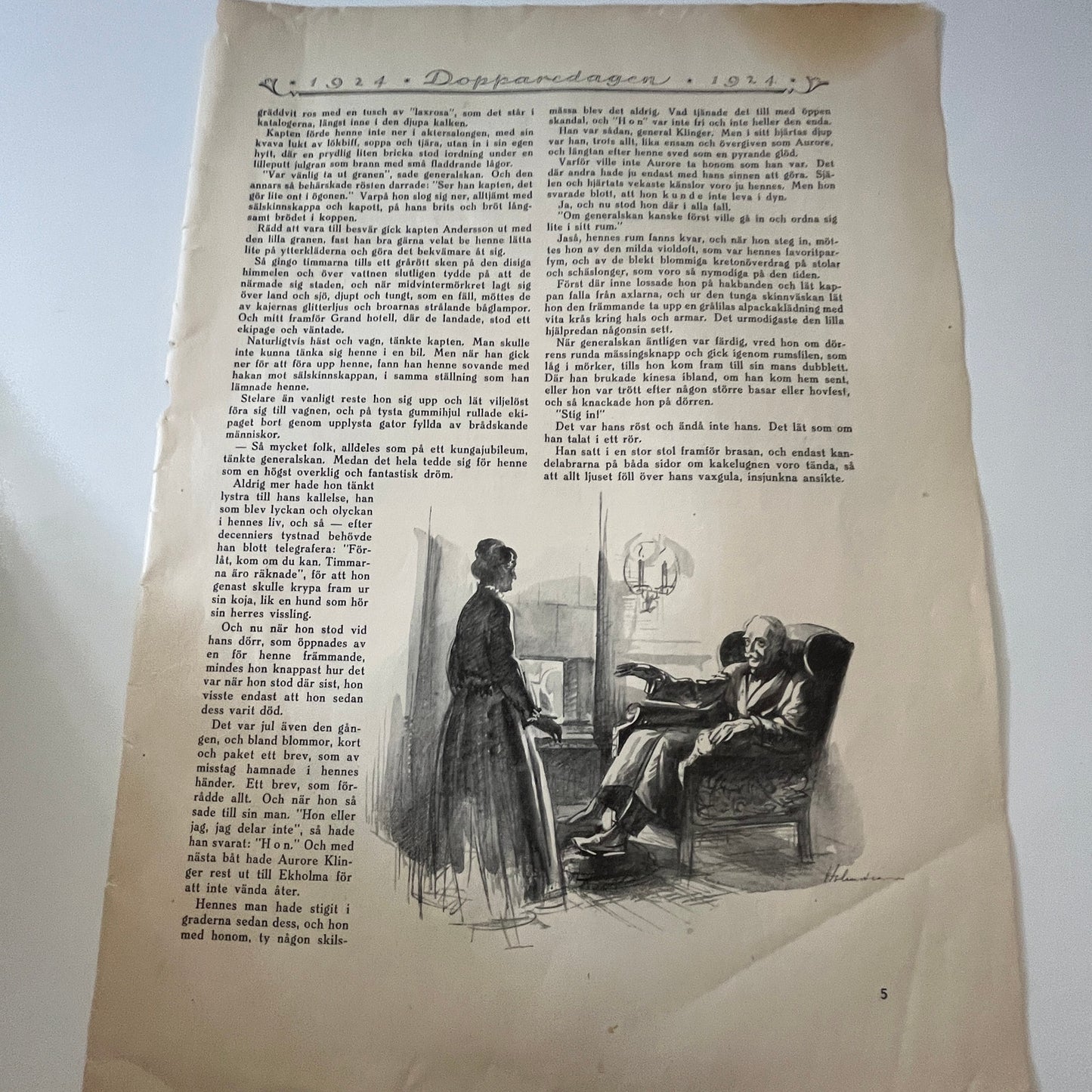 Ett Återseende by Hedvig Svedenborg 2 Pages 1924 Swedish Story V27-4