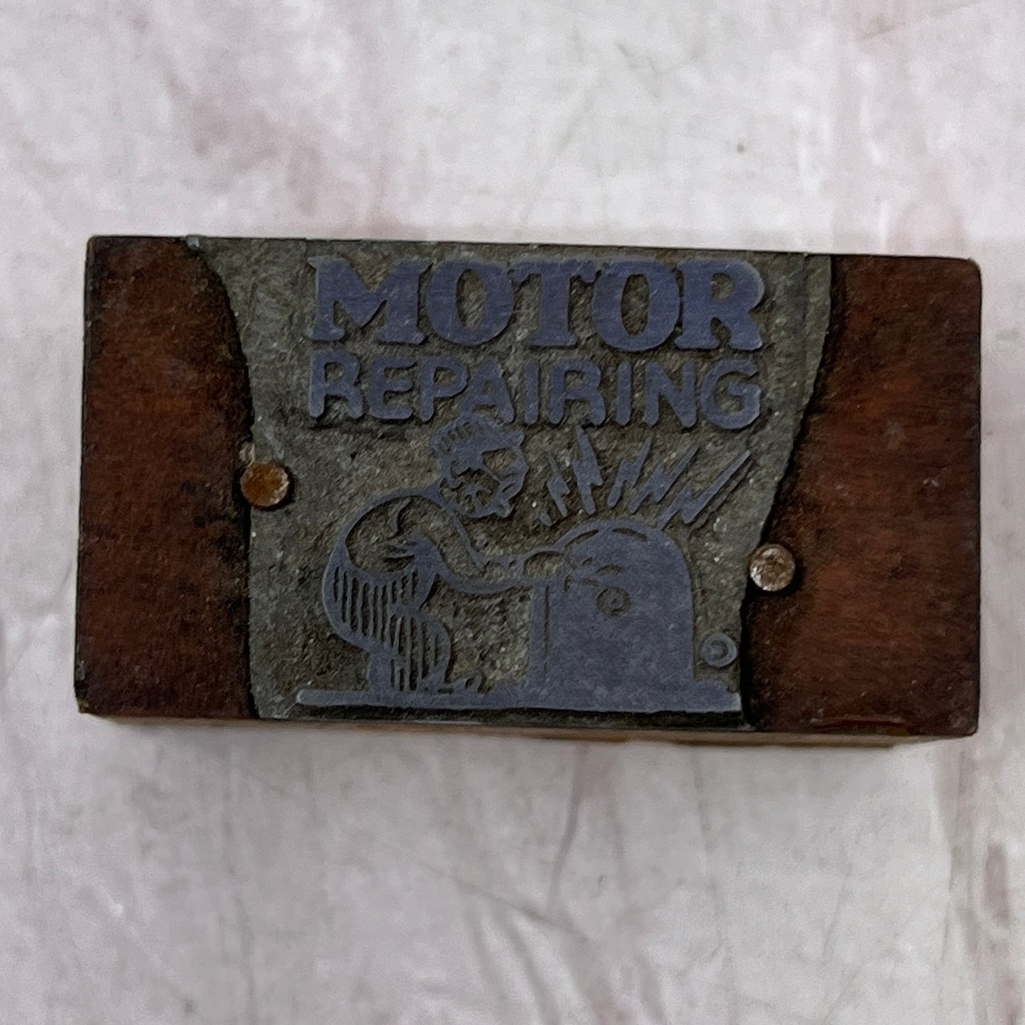 Retro Motor Repairs Vintage Letterpress Printers Block Plate SB8