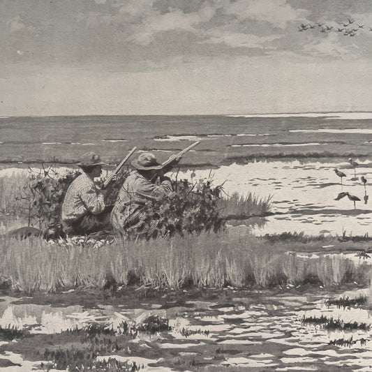 Snipe Shooting - Hunting Scene - Original 1904 A.B. Frost Art Print V26-4