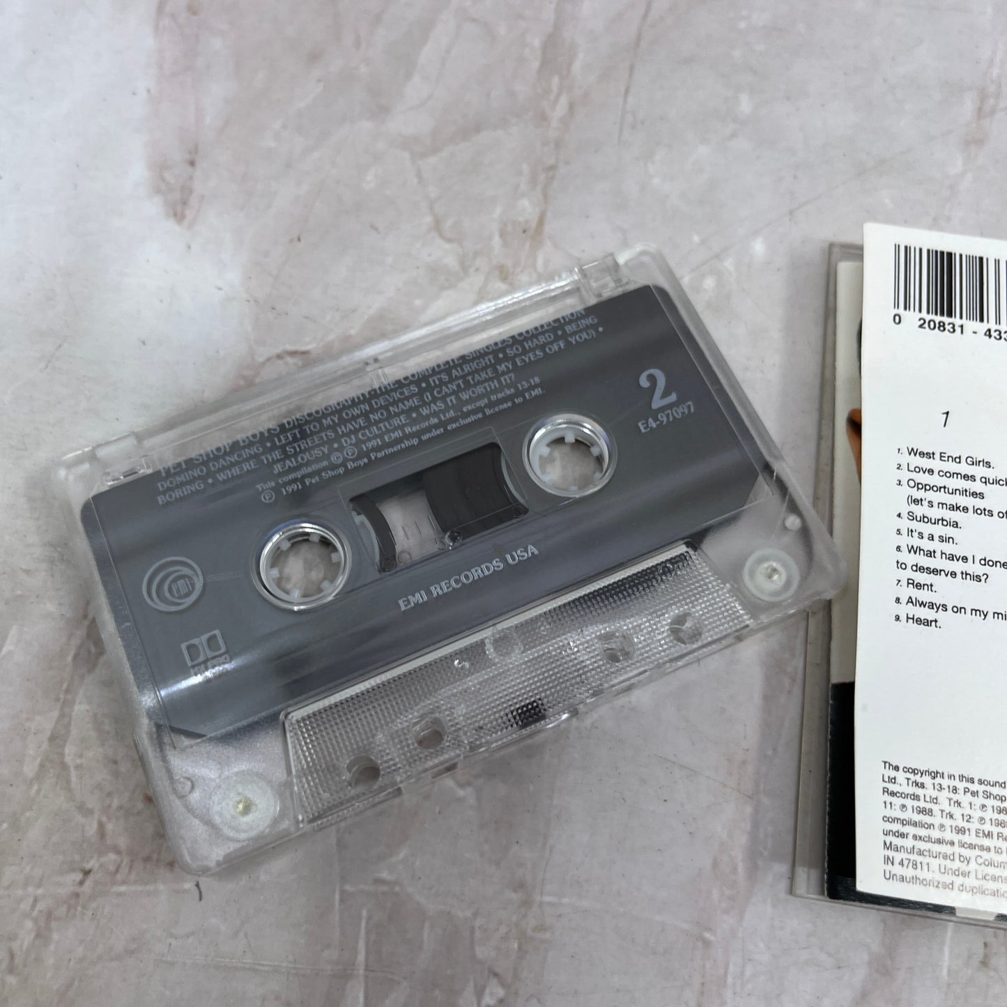 Pet Shop Boys Discography Complete Singles Collection Cassette Tape TF4-TC