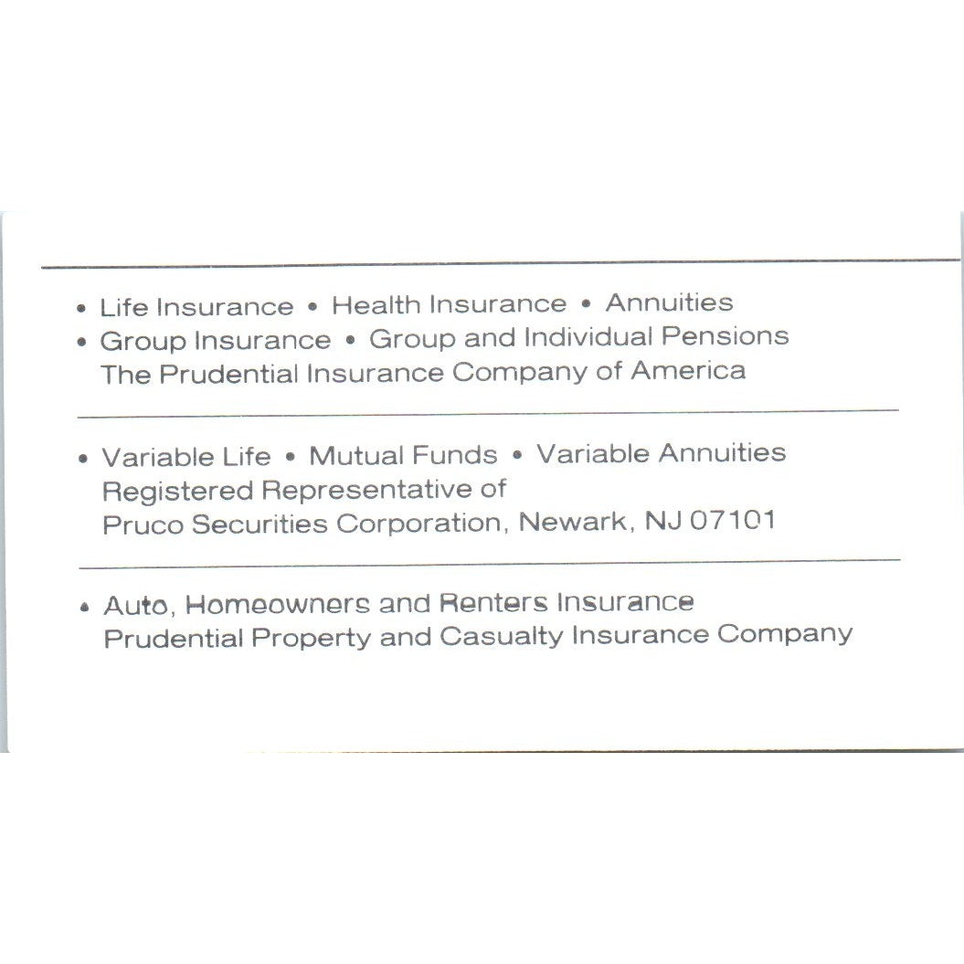 Ray J. Horvath The Prudential Houston TX Vintage Business Card SD8-B21