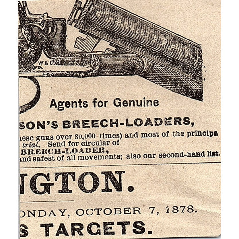 John Krider Sportsman's Depot World's Fair Philadelphia 1878 Ad AG2-M14