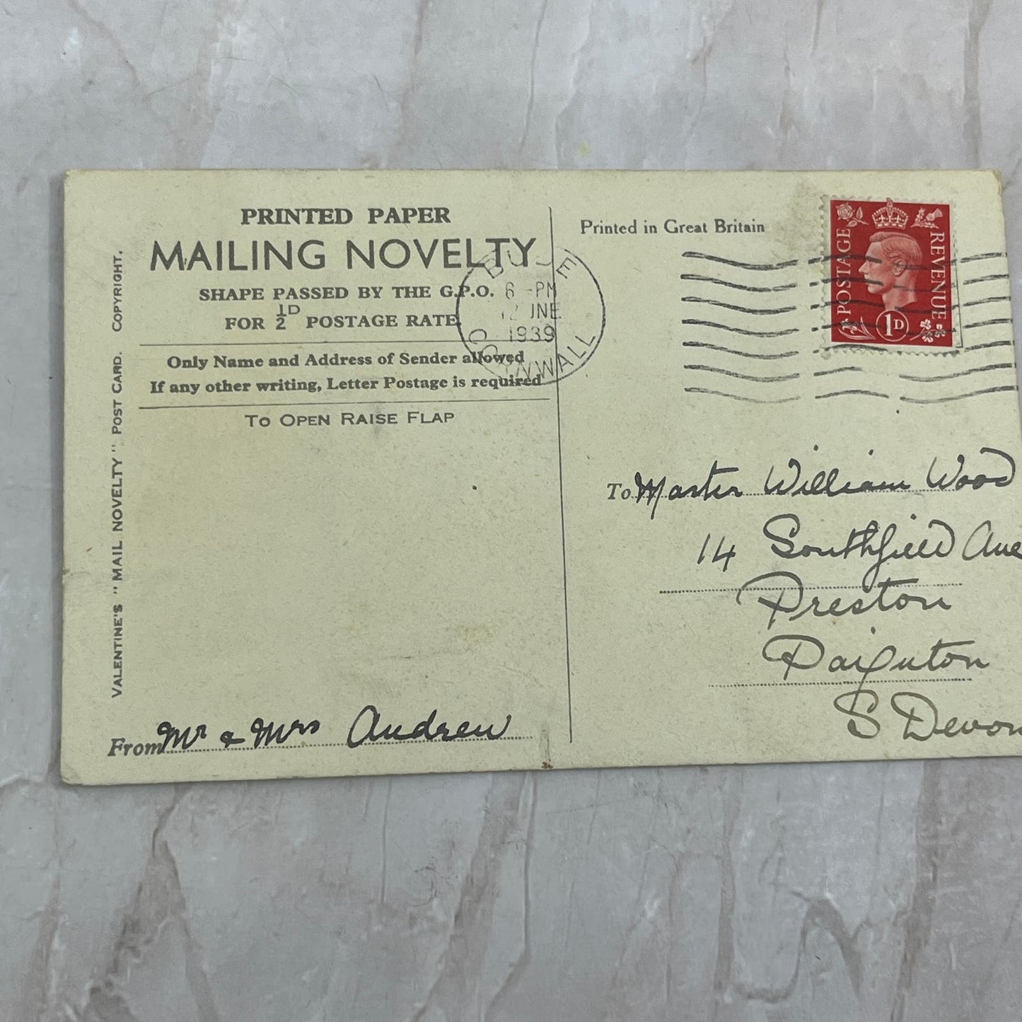 Vintage Bude Souvenir Picture Postcard 1939 TG8-VW