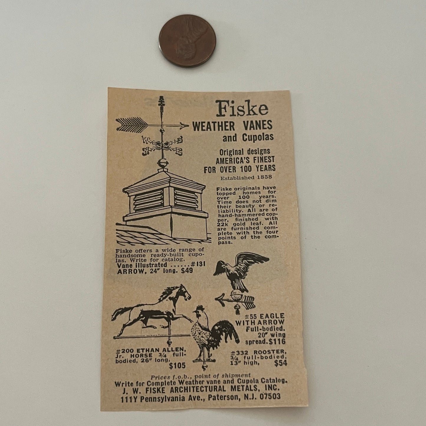 J.W. Fiske Architectural Metals, Inc. Paterson NJ 1971 Magazine Ad SAG4-M2