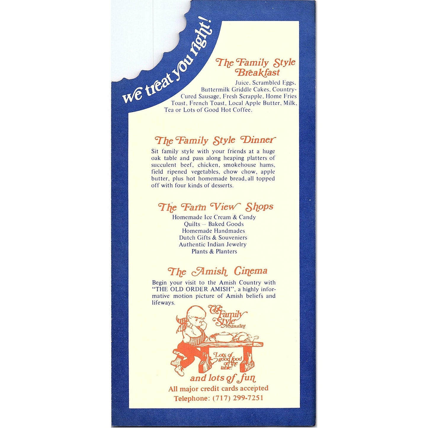 1975 The Family Style Restaurant Lancaster PA Travel Leaflet Card TH2-OP5