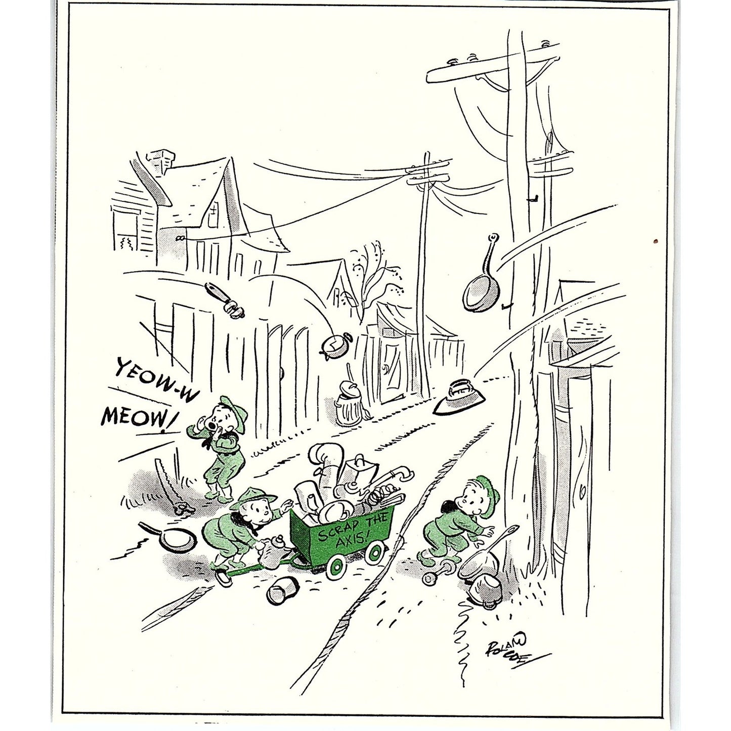 WWII Political Cartoon Scrap the Ais Poland Coe 1943 WWII Magazine Ad AG4-M4
