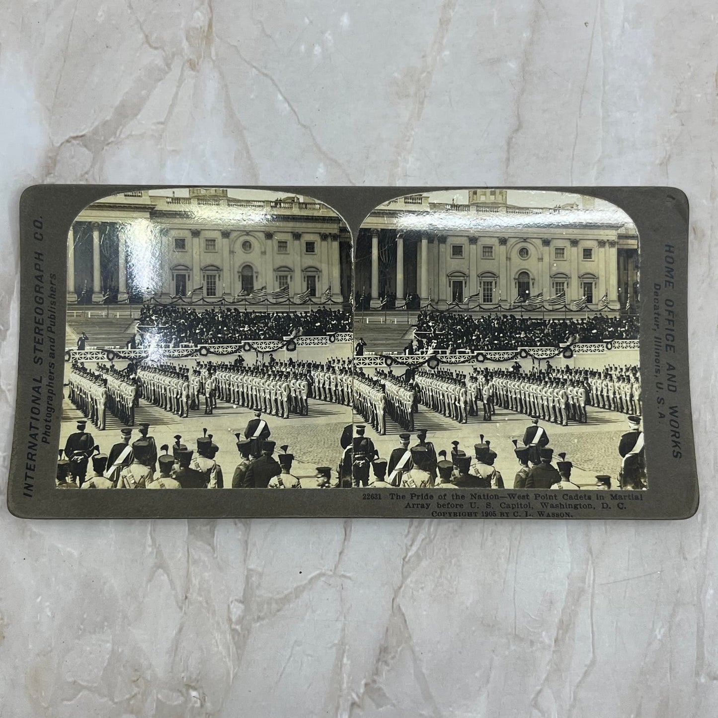 1905 West Point Cadets in Martial Array at Washington DC Stereoview Card TF5-L3