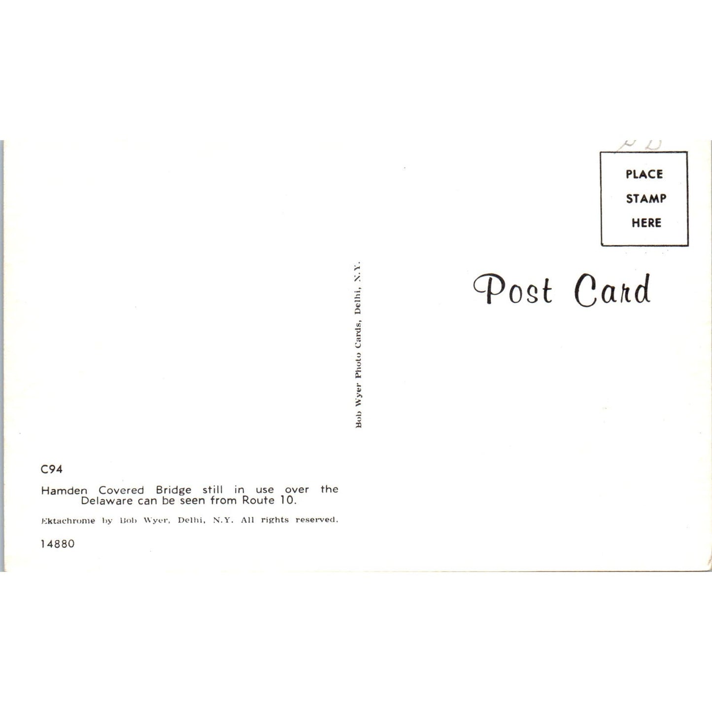 Hamden Covered Bridge Delaware River Vintage Covered Bridge Postcard PD6