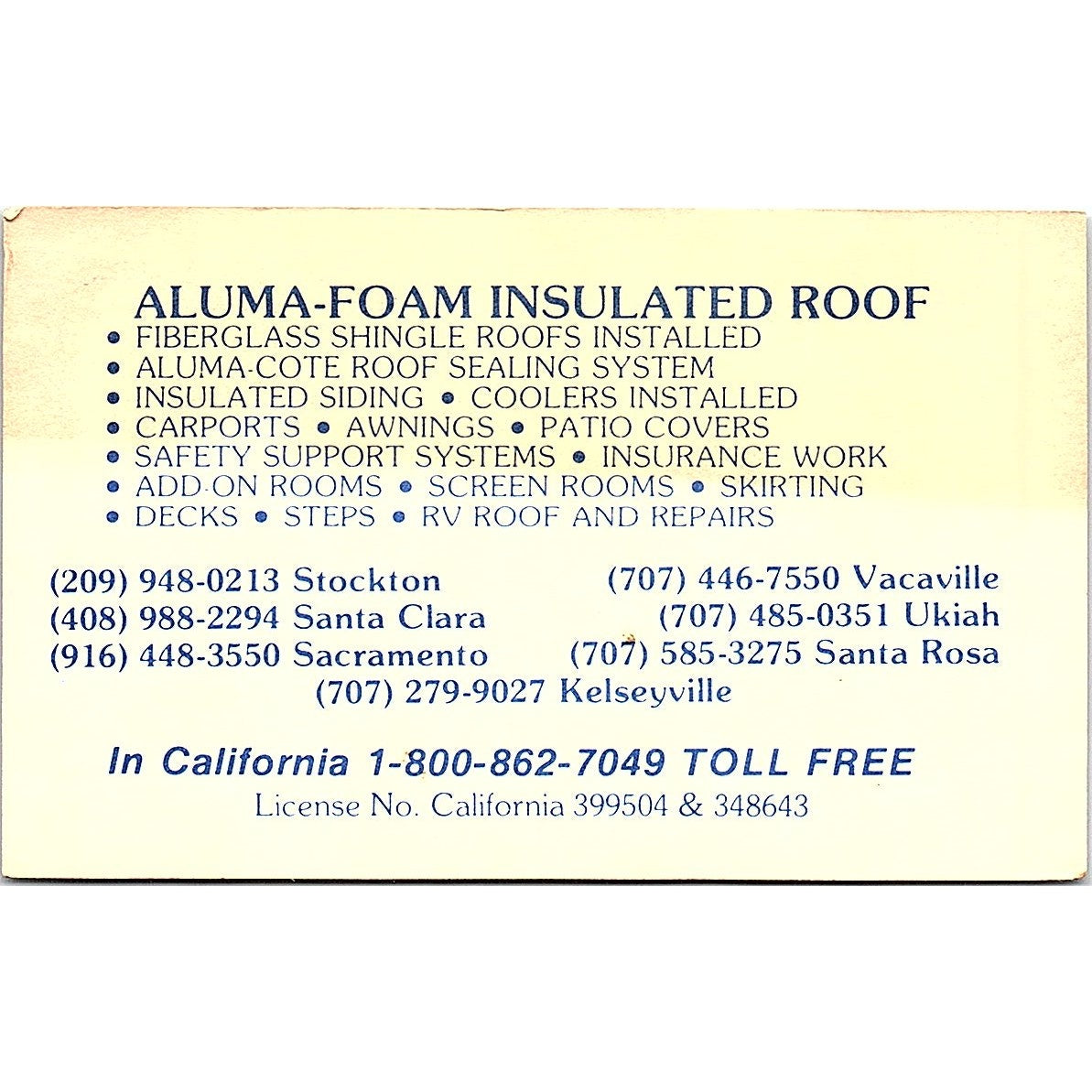 Sierra Pacific Mobile Home Services Bud Reynolds Vacaville Business Card TH2-B1