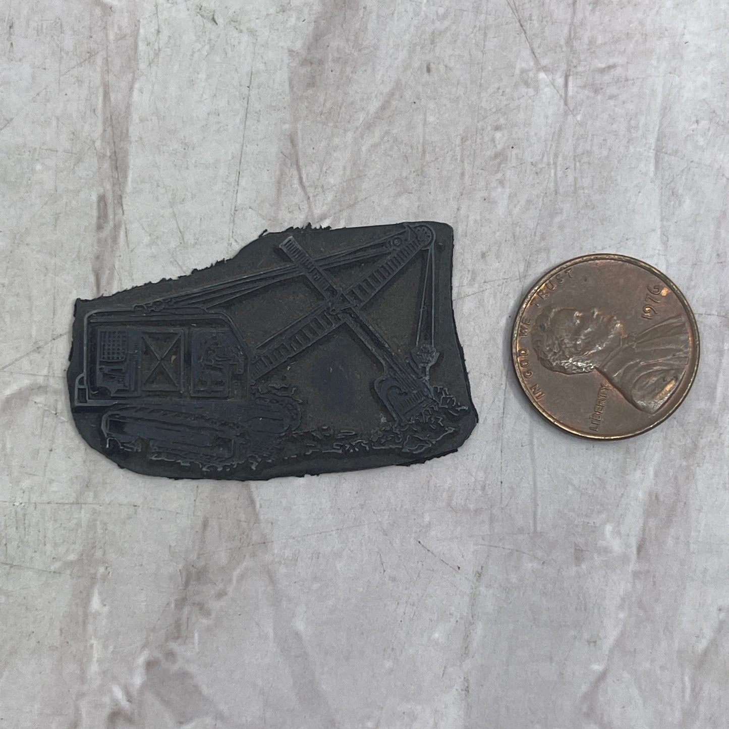 Retro Backhoe Construction Vintage Letterpress Printers Block Plate SF5-S