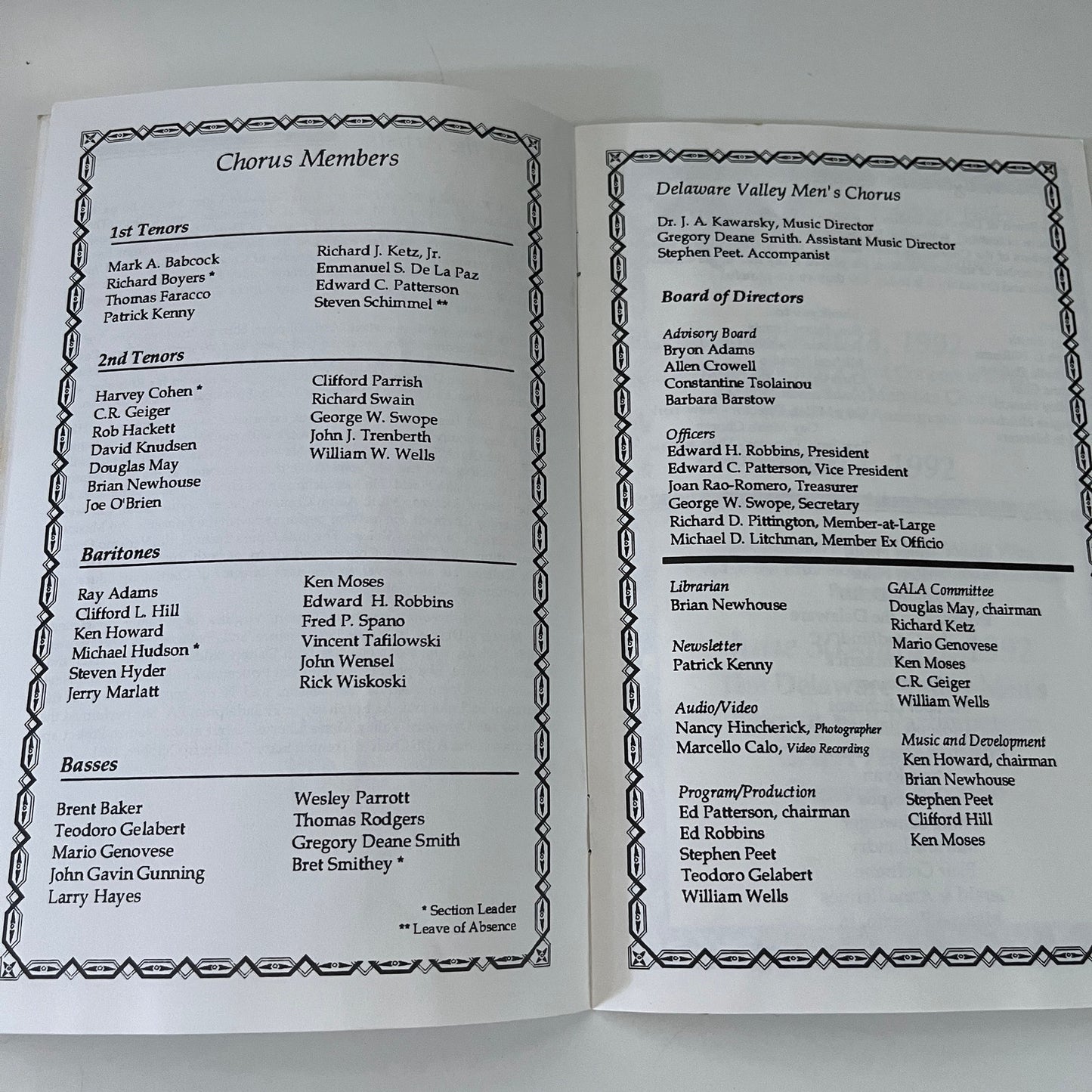 1991 Delaware Valley Men's Chorus Christmas Program TE2-BB