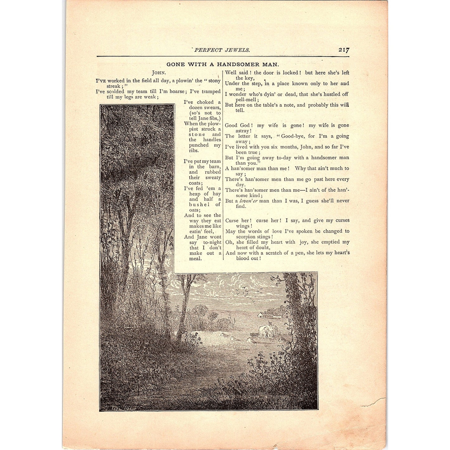 Gone With a Handsomer Man - Will M. Carleton 1884 Poem TA5-CJ-2