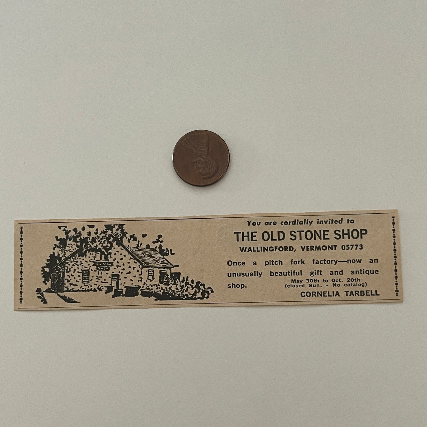 The Old Stone Shop Cornelia Tarbell Wallingford VT 1971 Magazine Ad SAG4-H1