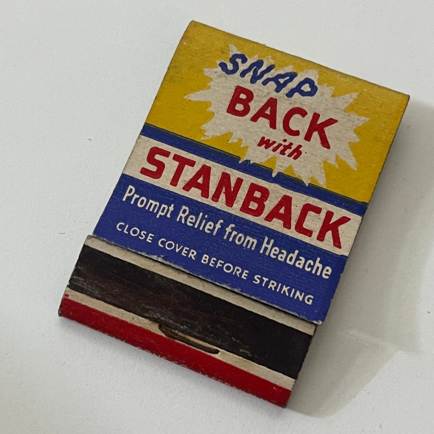 Stanback Headache Relief Vintage Matchbook Cover TB6-MB1-3