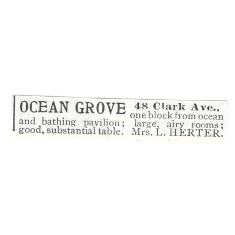 Ocean Grove Mrs. L. Herter c1918 Original Advertisement AE5-SV5