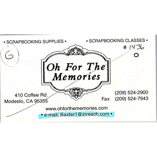Oh For the Memories Scrapbooking Modesto CA Vintage Business Card SC9-B9