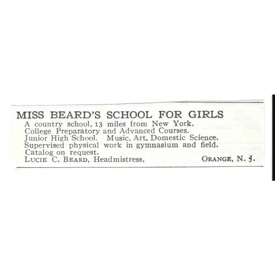 Miss Beard's School for Girls Orange NJ Lucie C. Beard c1920 Magazine Ad SAG4-S5