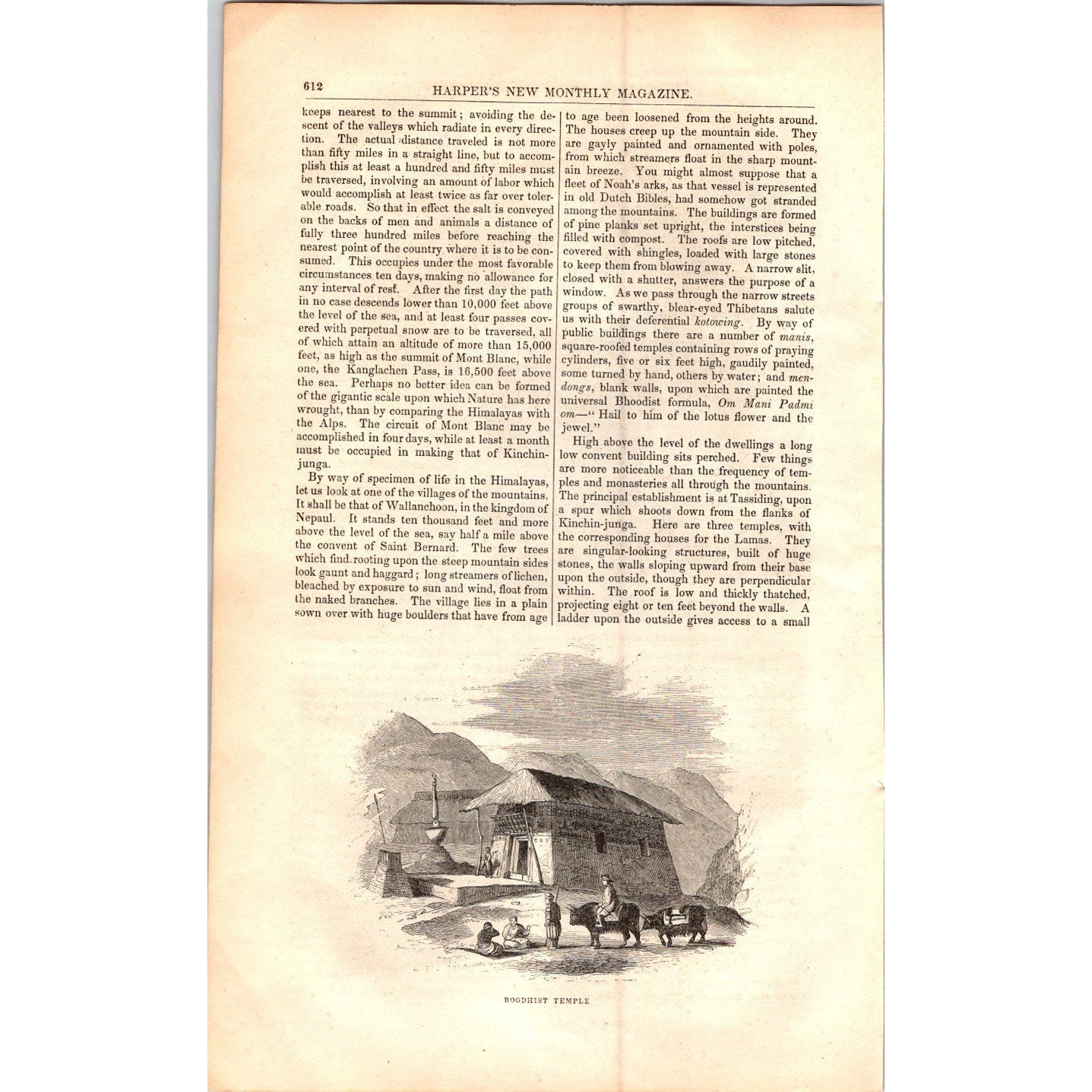 A Naturalist Among the Himalayas Dr. Hooker, James Ross 8 Pages 1854 Article I19