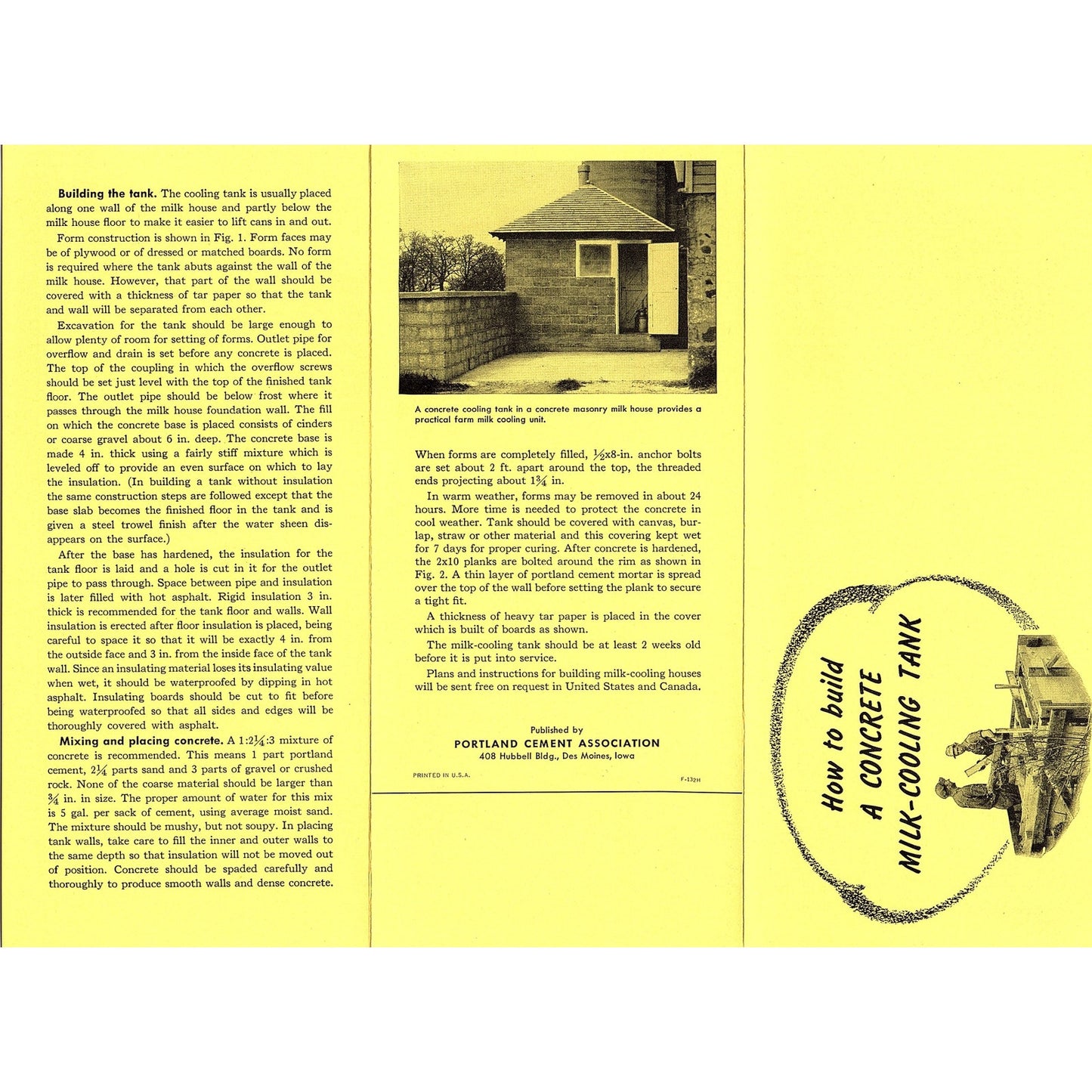 Build a Concrete Milk Cooling Tank Brochure Portland Cement Des Moines IA AG5-H2