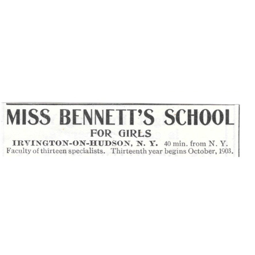 Miss Bennett's School for Girls Irvington-on-Hudson NY 1903 Ad AG3-S11