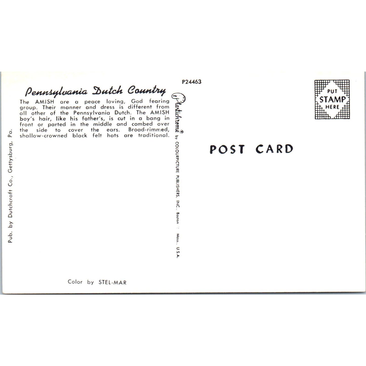 Amish Boys Standing in a Group Pennsylvania Dutch Country Postcard PD8