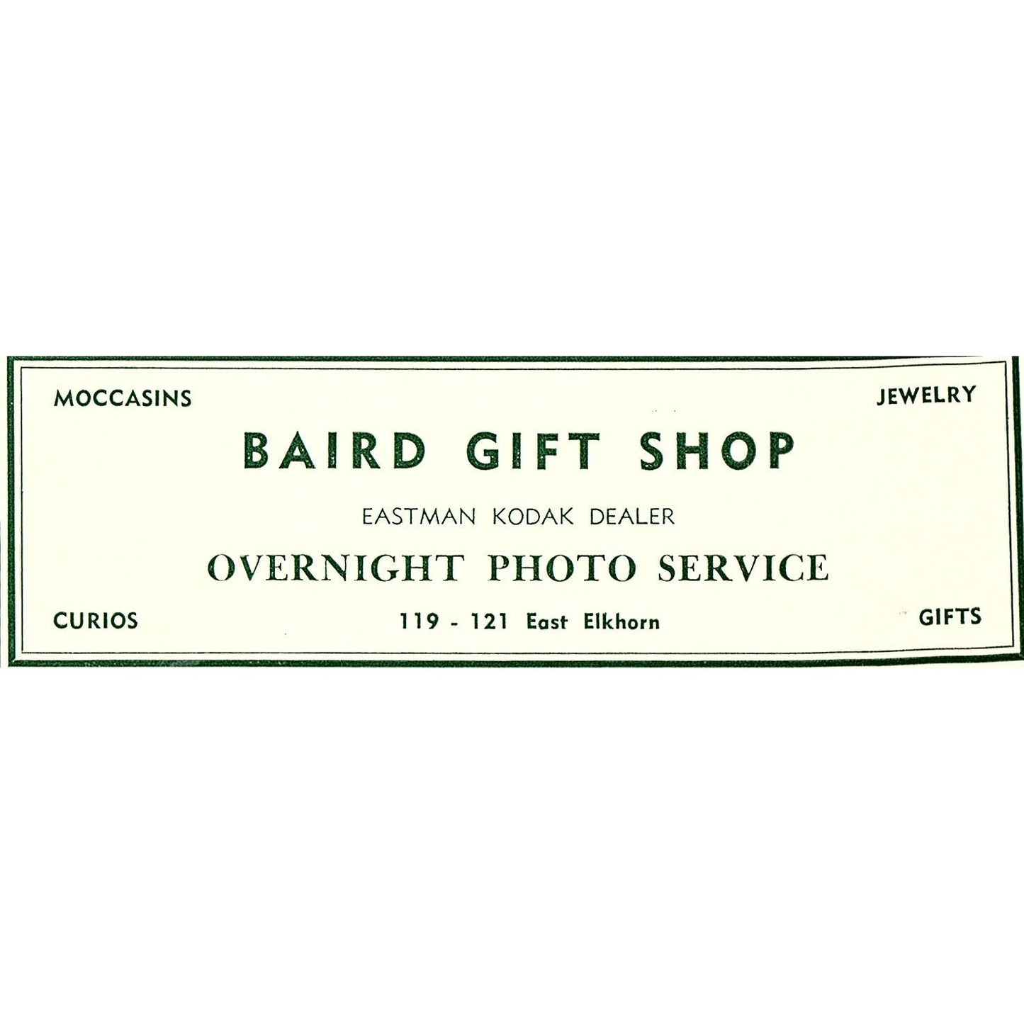 Tiny Town Miniature Golf, Baird Gift Shop 1957 Estes Park CO Ad AG4-M1