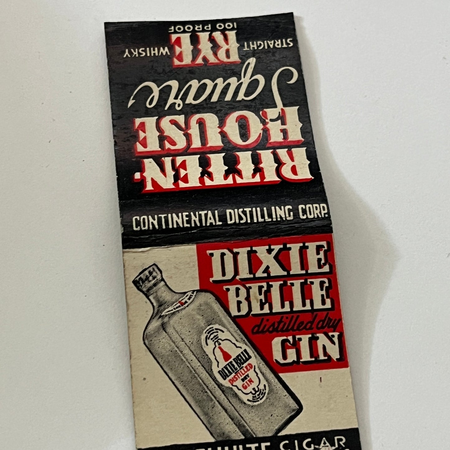 Rittenhouse Square Rye Whiskey Dixie Belle Gin Matchbook Cover TB6-MB1-13