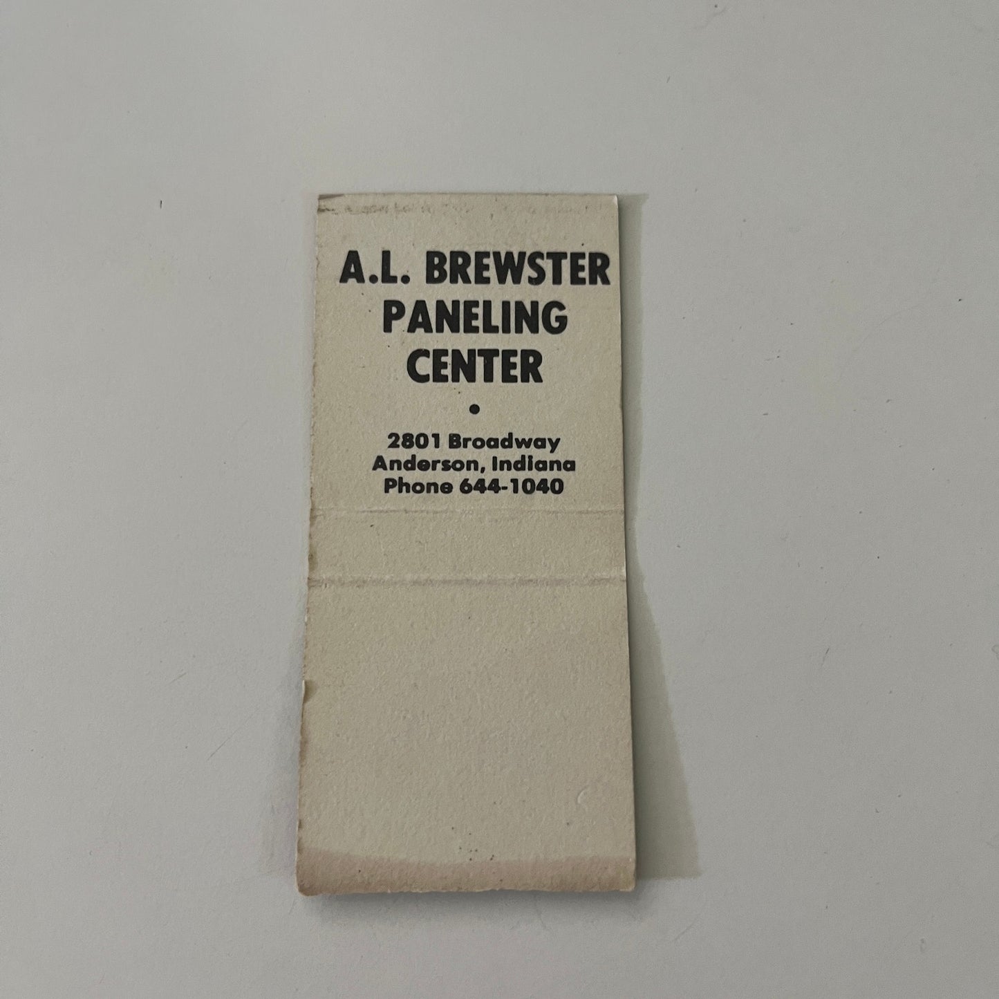 A.J. Brewster Paneling Center Anderson IN Vintage Matchbook Cover MB8-6
