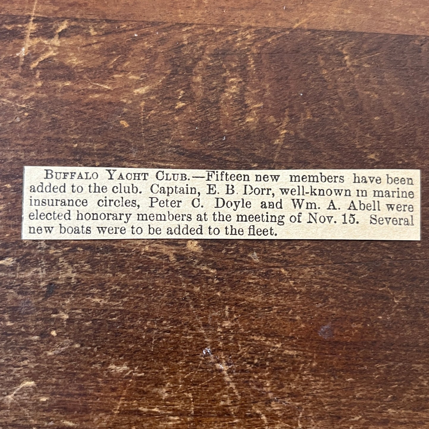 Buffalo Yacht Club New Members Capt E.B. Dorr Peter C Doyle 1878 Clip AG2-S17