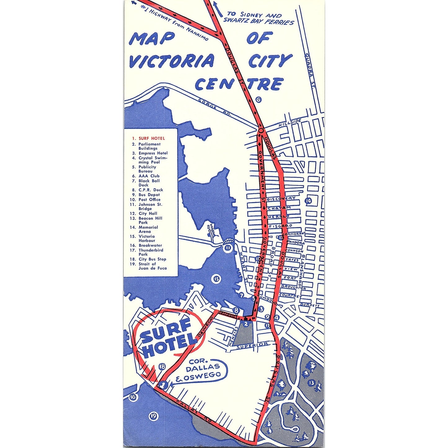 Victoria BC Surf Hotel H.P. Mangelsen 1960s Travel Leaflet TH2-TB4