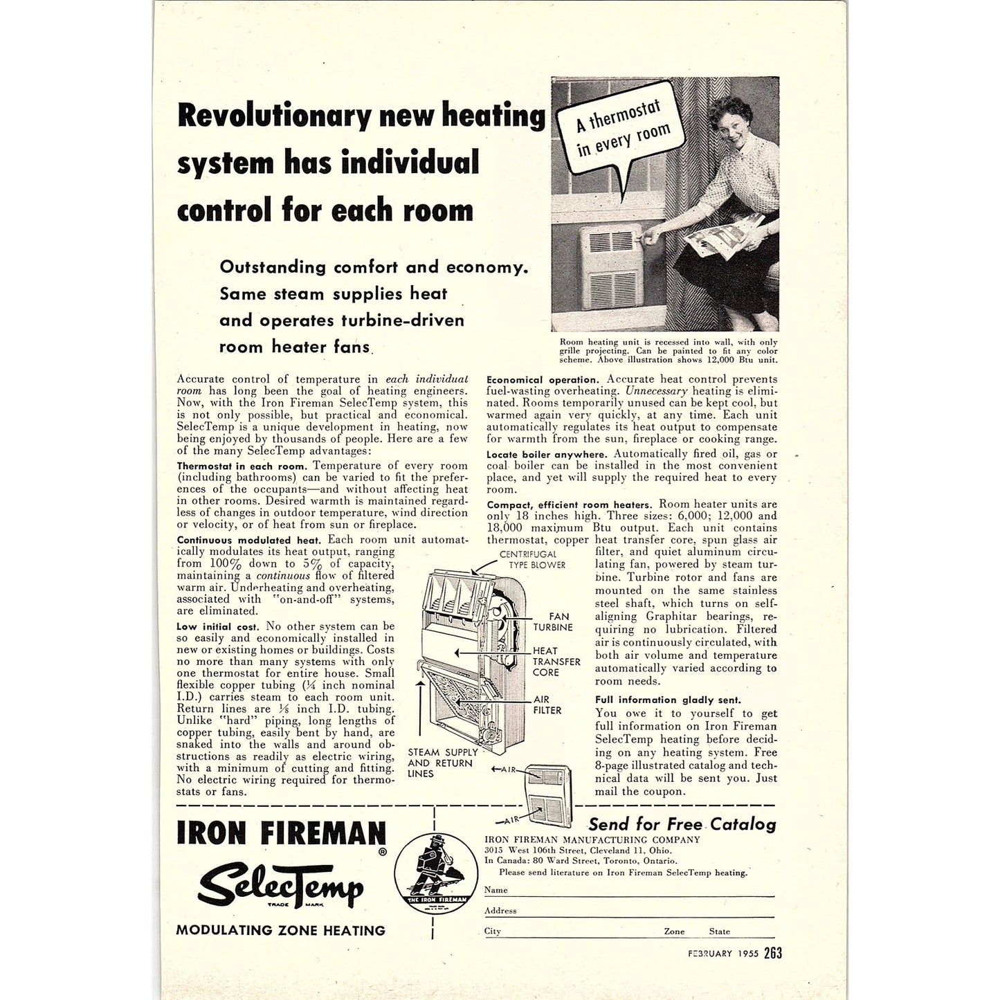Iron Fireman Selectemp Modulating Zone Heating 1955 Ad AG1-5