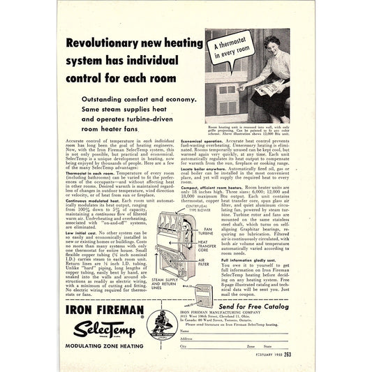Iron Fireman Selectemp Modulating Zone Heating 1955 Ad AG1-5