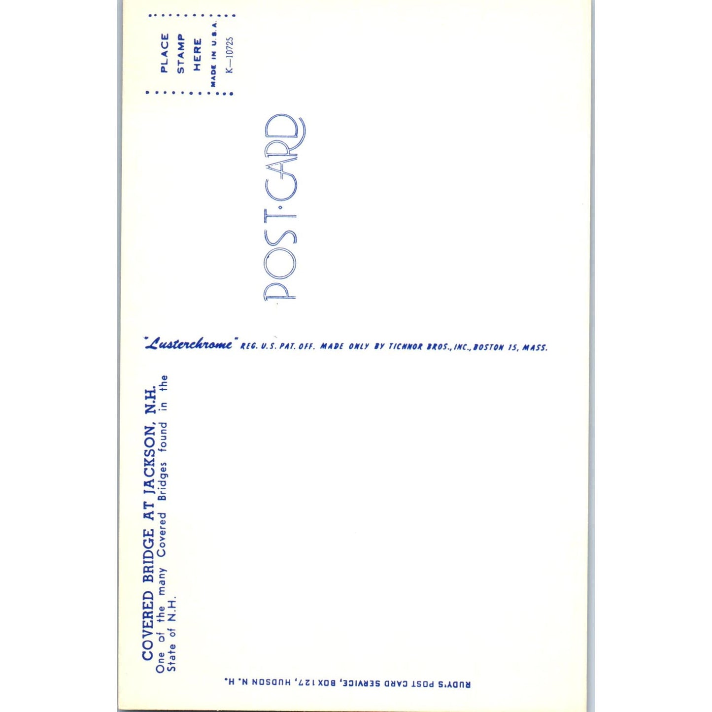 Covered Bridge at Jackson New Hampshire Covered Bridge Postcard PC6