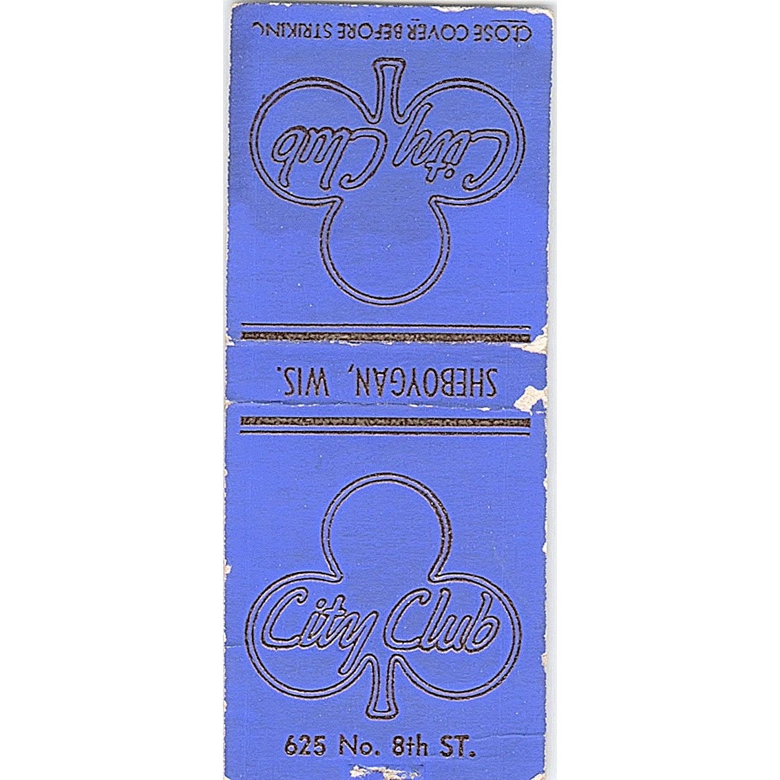 City Club Sheboygan WI Vintage Matchbook Cover SC7-Y6