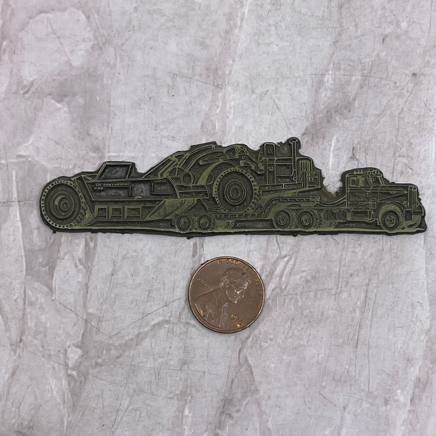 Retro Semi Truck Hauling Tractor Vintage Letterpress Printers Block Plate SF5