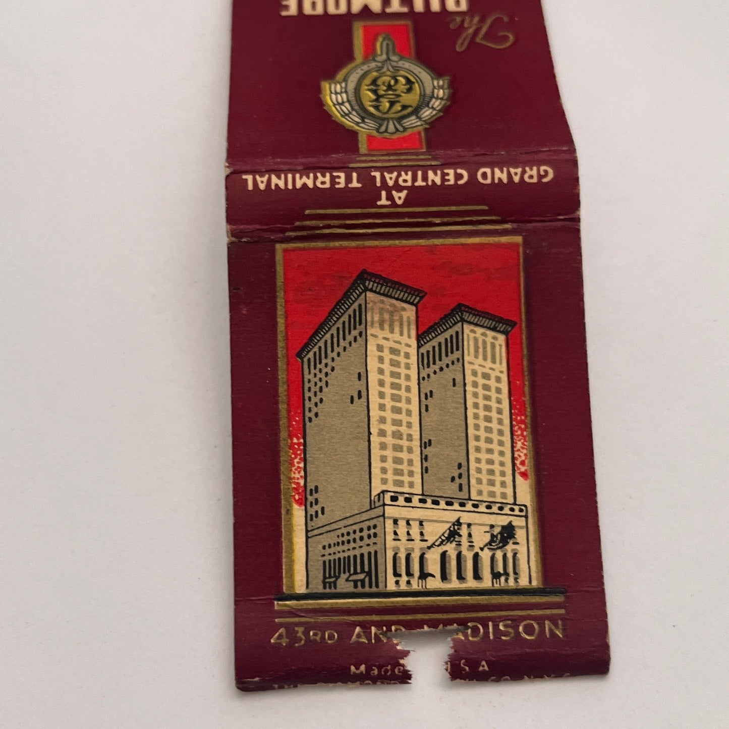 The Biltmore Hotel NY Grand Central Terminal Vintage Matchbook Cover TB8-MB-4