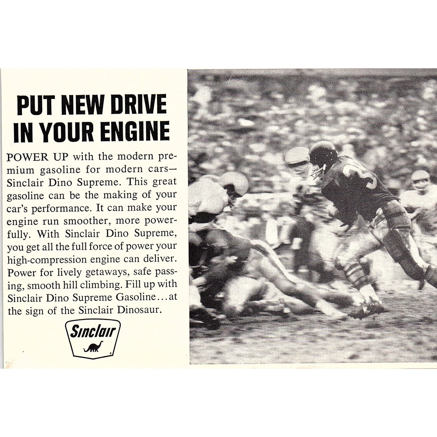 Sinclair Dino Supreme Gasoline Football 1964 Program Ad AG7-3