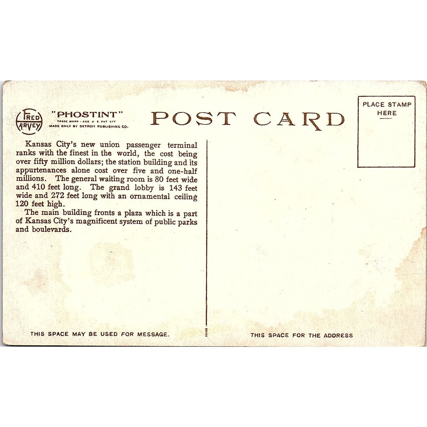 New Union Passenger Station Kansas City MO Vintage Postcard PE16