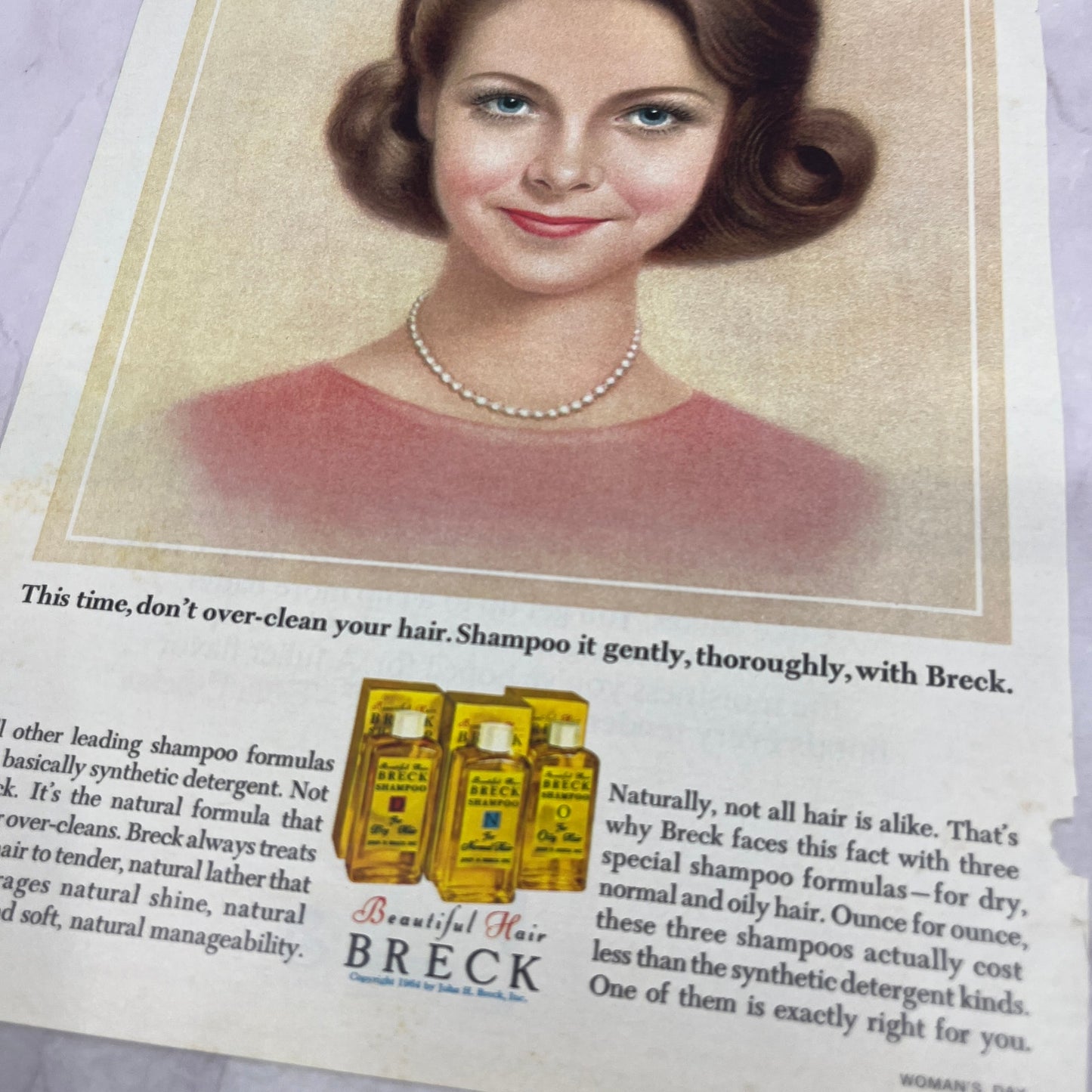 1964 Breck Shampoo Beautiful Hair Vintage Ad 8x11 V17