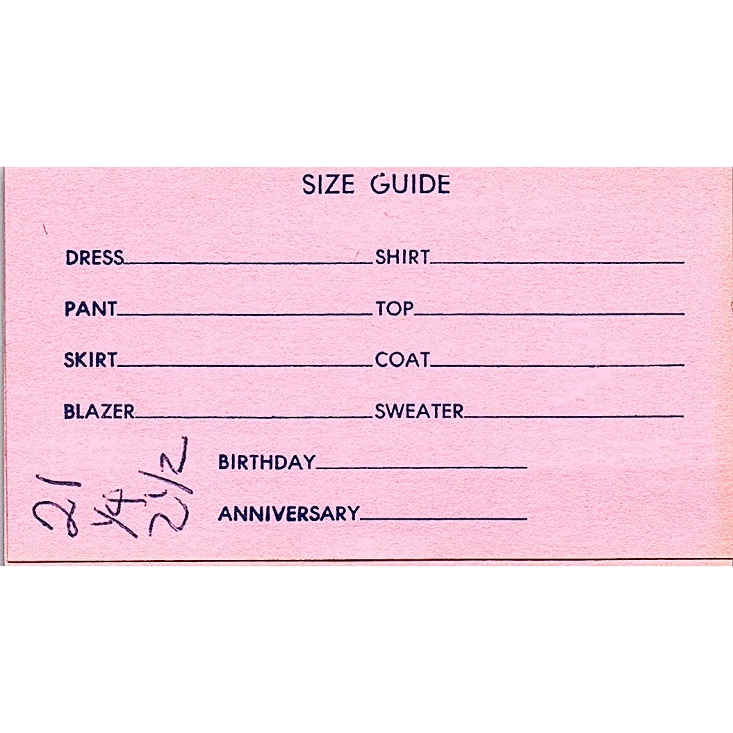 Tamara's of Southern California Peggy Vintage Business Card SE5-B4