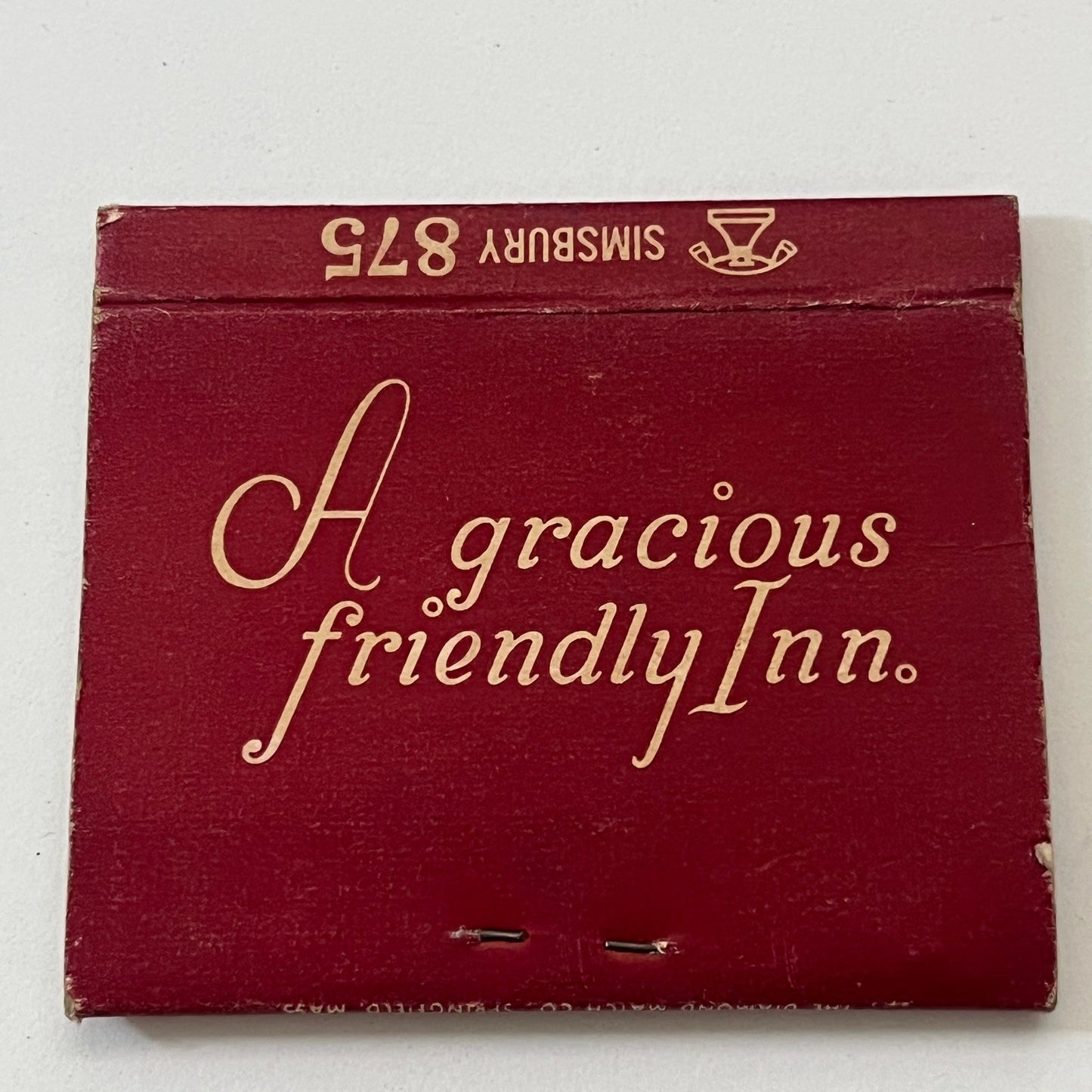 Simsbury House Hopmeadow Street Simsbury CT Vintage Matchbook Cover TB6-MB1-4