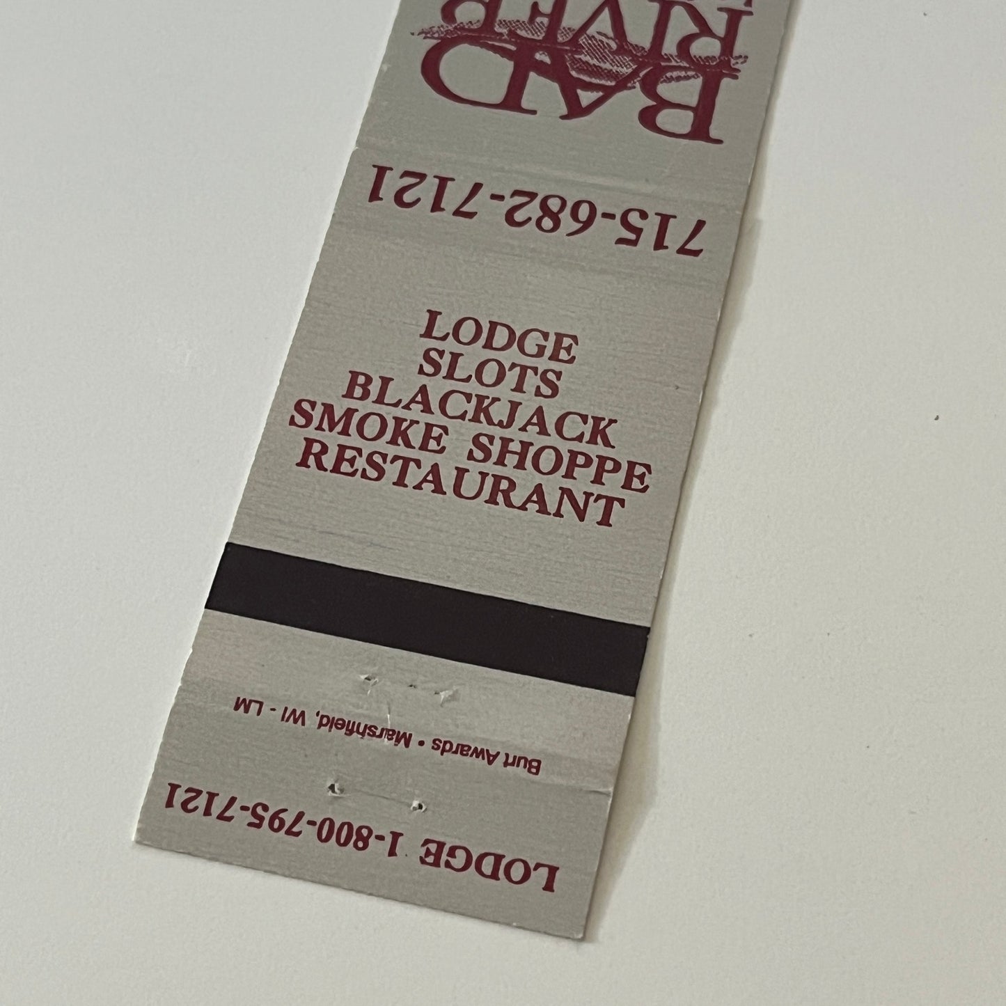 Bad River Lodge Casino Eau Claire WI Vintage Matchbook Cover TB6-MB2-6