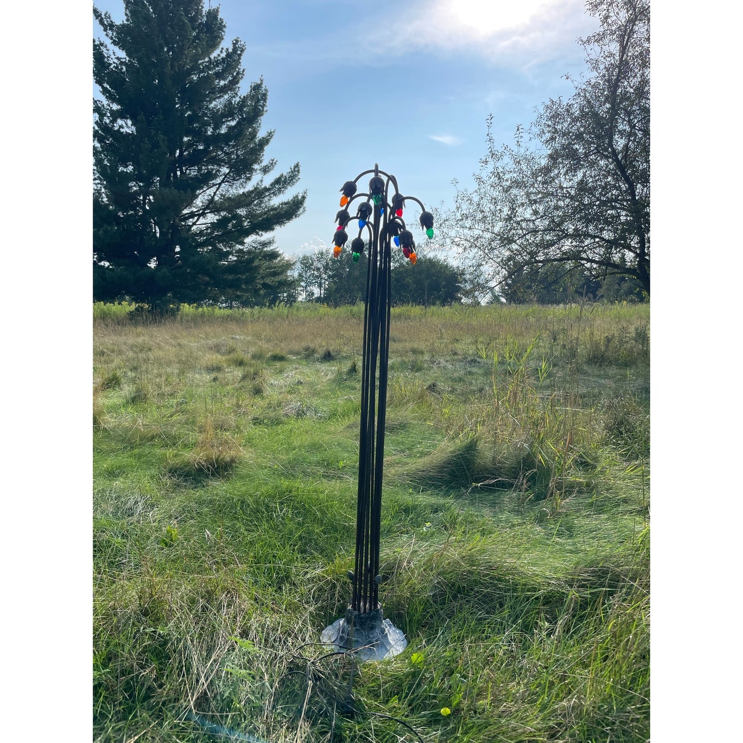 Vintage 61” Pond Lily Pad Floor Lamp Art Nouveau Modern Tiffany Style WORKS