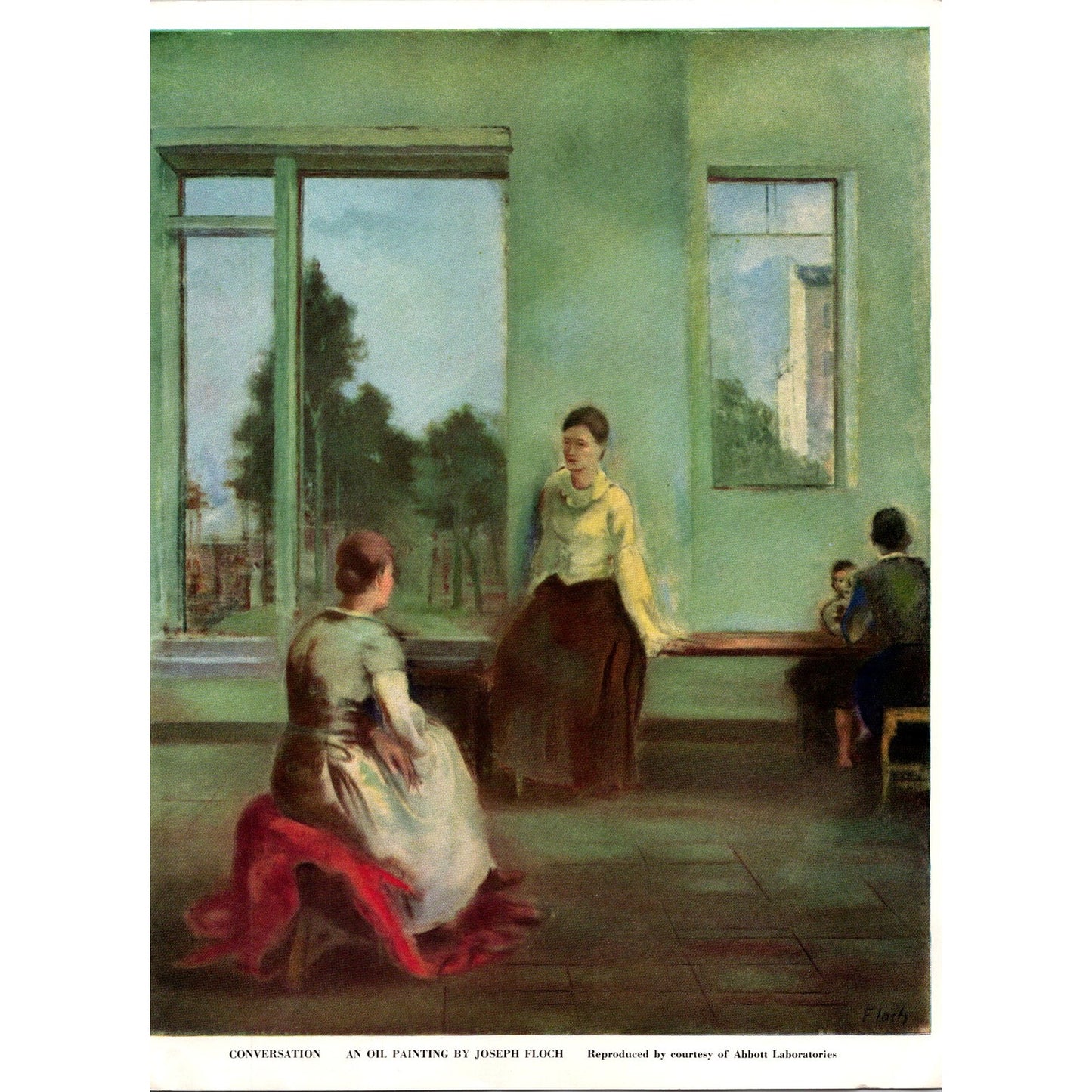 Conversation by Joseph Floch 1949 Art Picture K1
