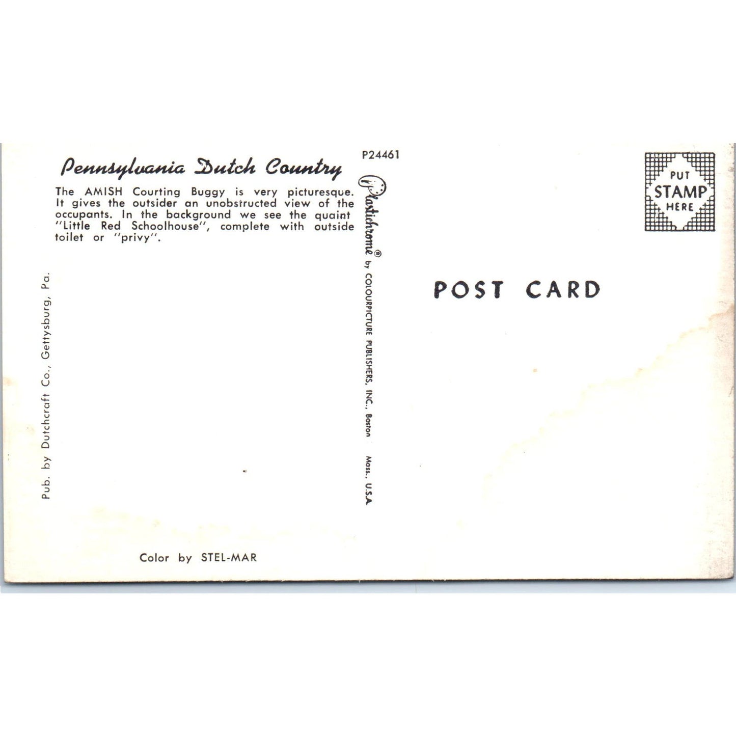 Amish Buggy Near Little Red Schoolhouse Pennsylvania Dutch Country Postcard PD7