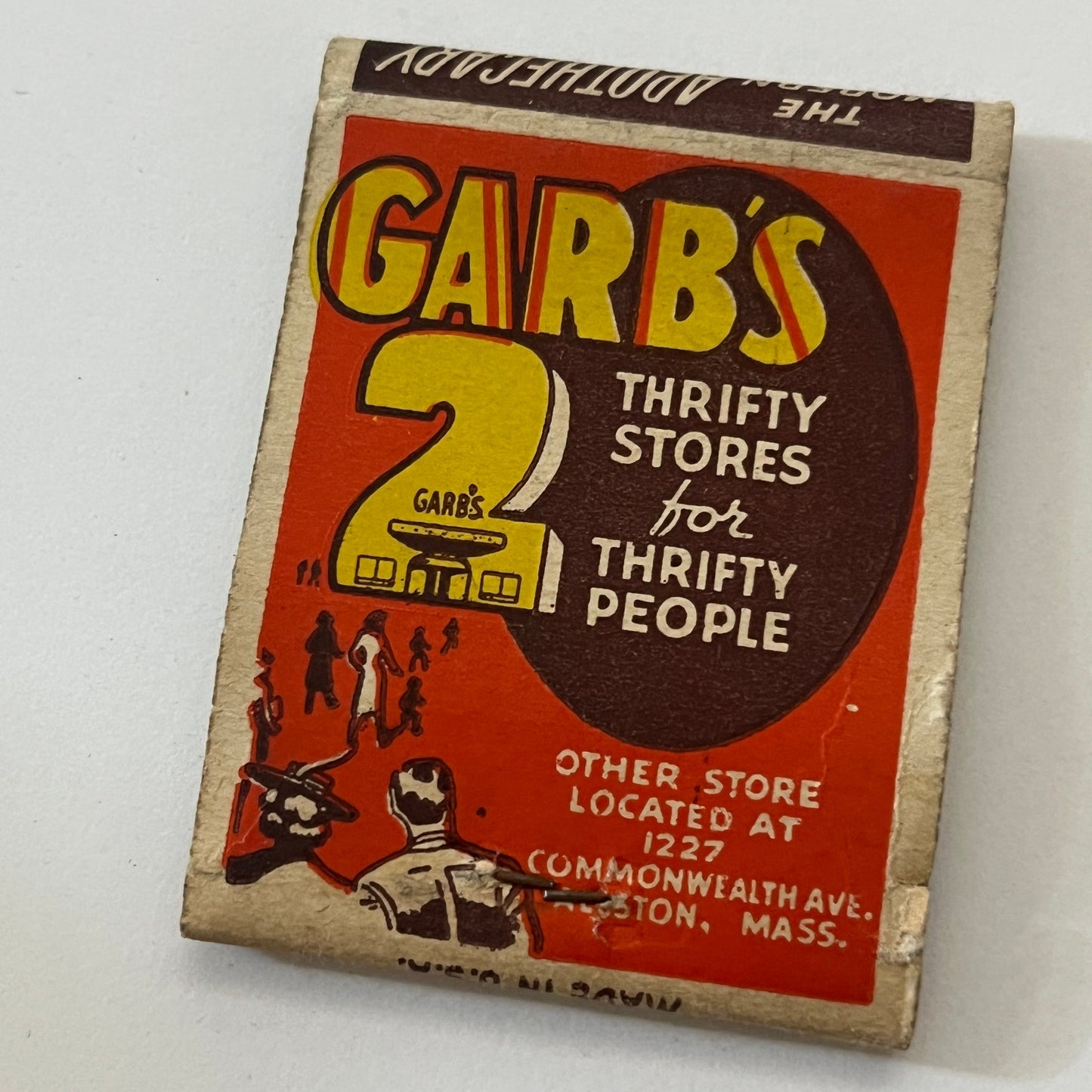 Garb Drug Co Newton Centre MA Vintage Matchbook Cover TB6-MB1-2