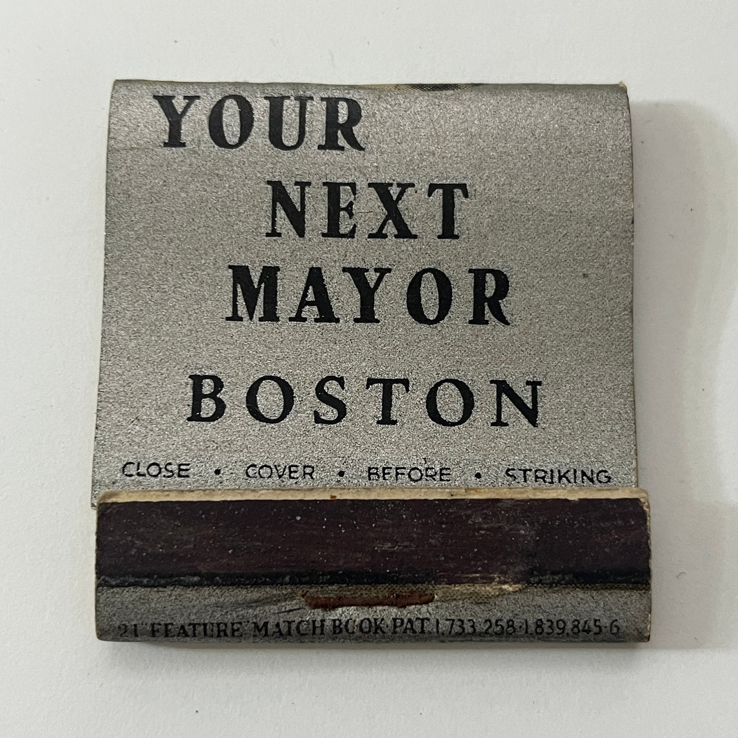 Your Next Mayor of Boston Political Vintage Matchbook Cover TB8-MB-8