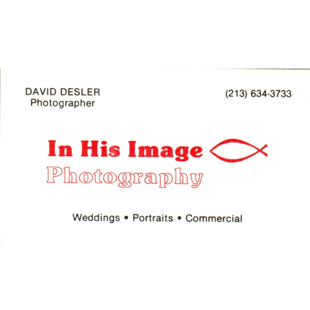 In His Image Photography David Desler Los Angeles Vintage Business Card SD8-B17
