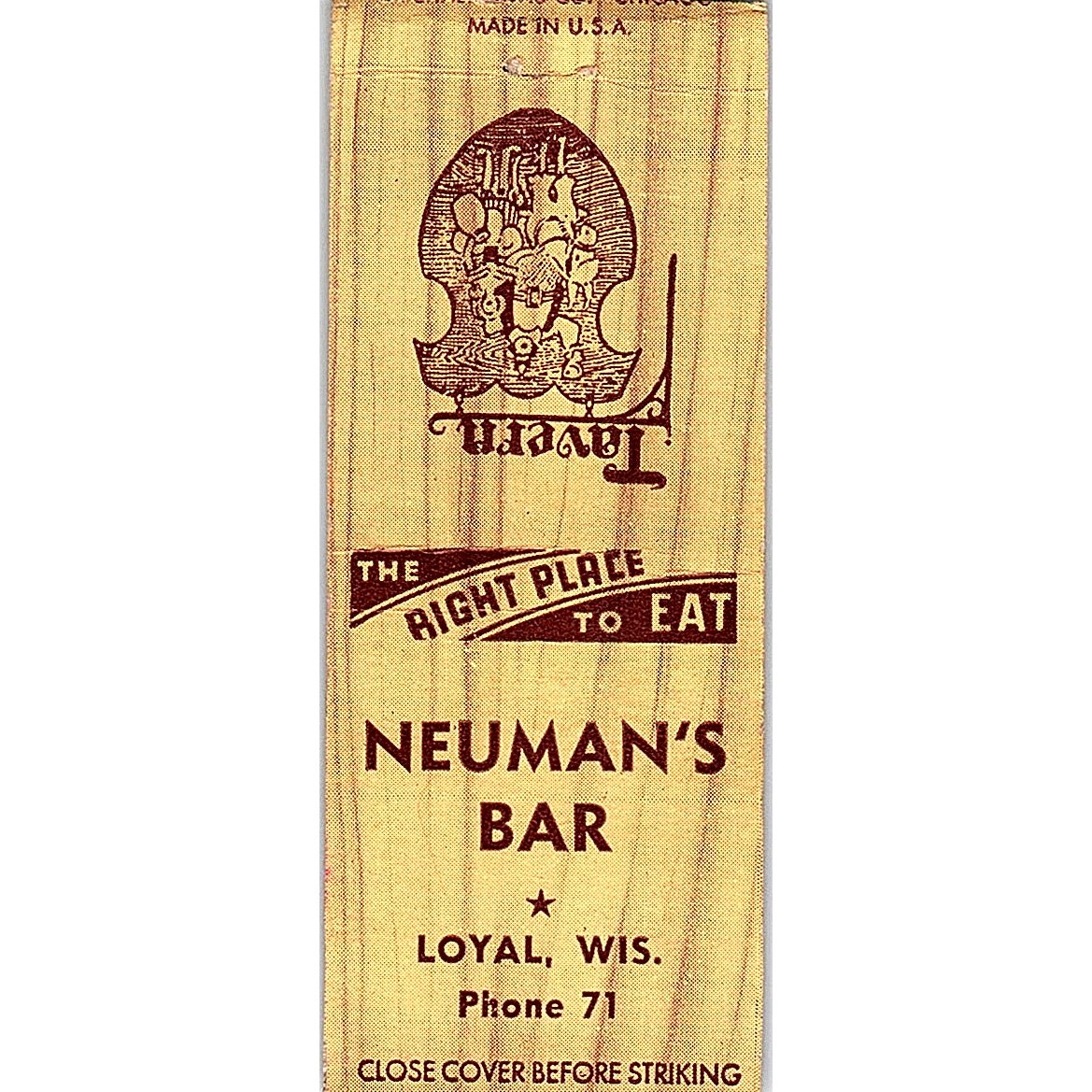 Neuman's Bar Loyal WI Vintage Matchbook Cover SF3-Y8