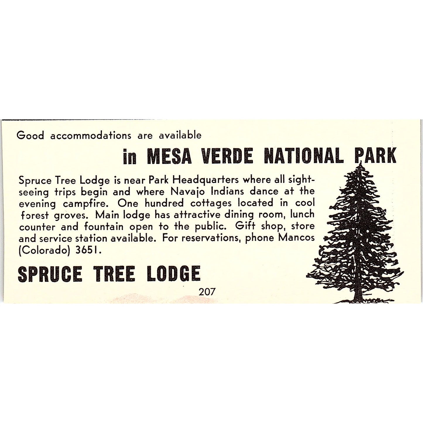 Spruce Tree Lodge Mesa Verde National Park Mancos CO 1958 Ad AG1-M1